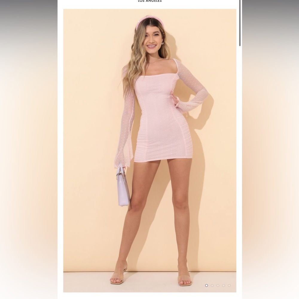 Sarai Ruched Bodycon Dress in Pink